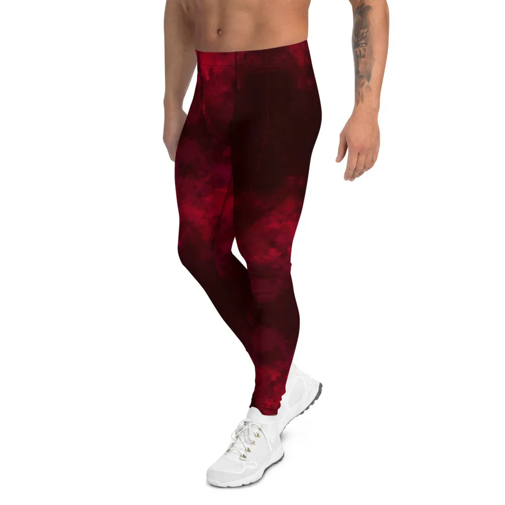 Red Abstract Men's Leggings, Gradient Meggings Compression Tights-Made in USA/EU