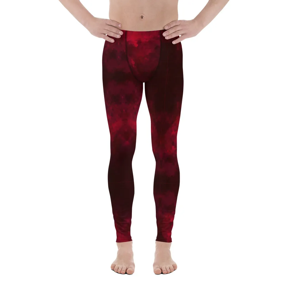 Red Abstract Men's Leggings, Gradient Meggings Compression Tights-Made in USA/EU