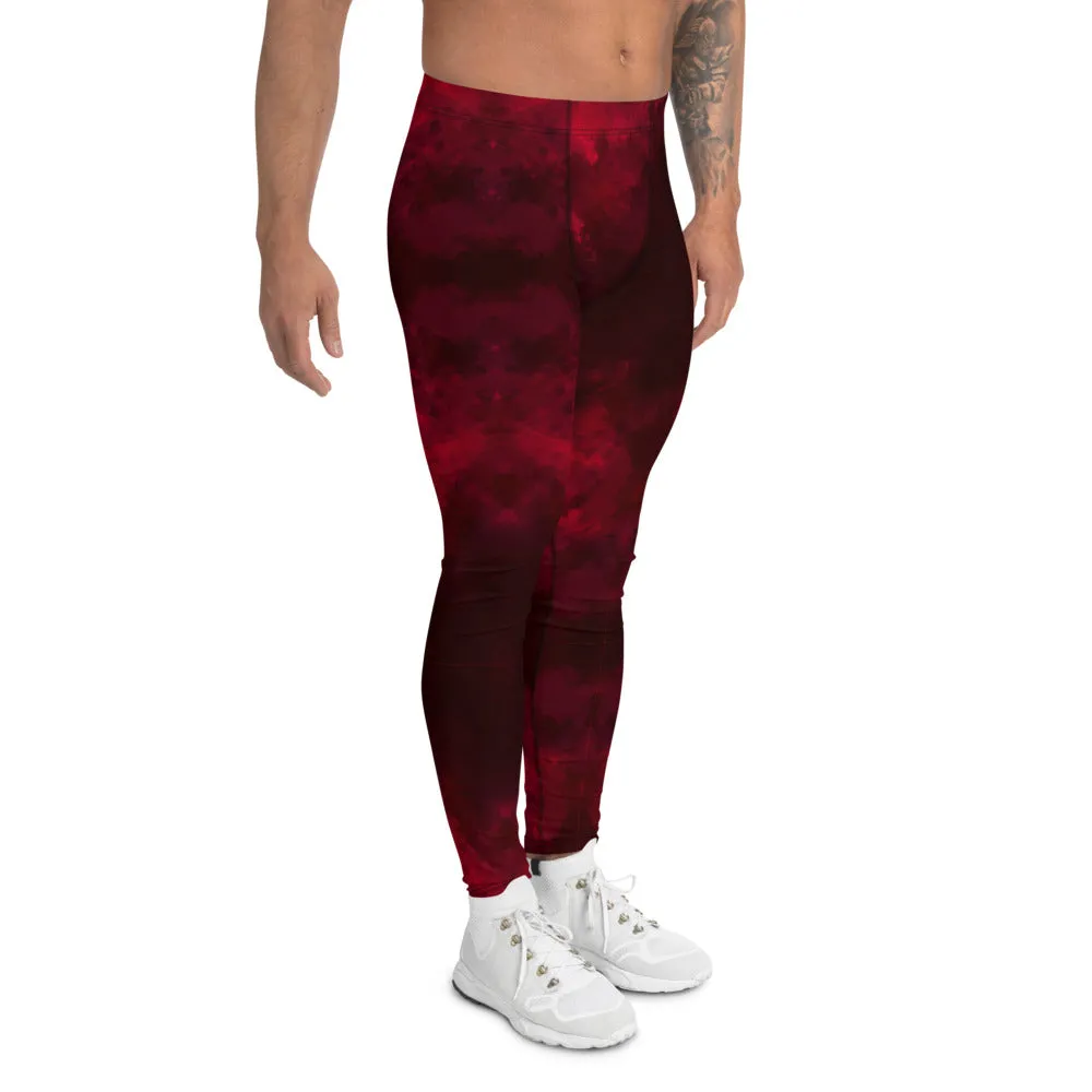 Red Abstract Men's Leggings, Gradient Meggings Compression Tights-Made in USA/EU