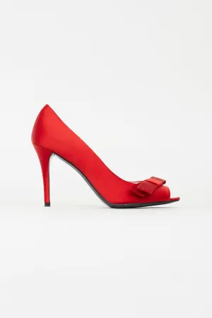 Red Satin Bow Heel