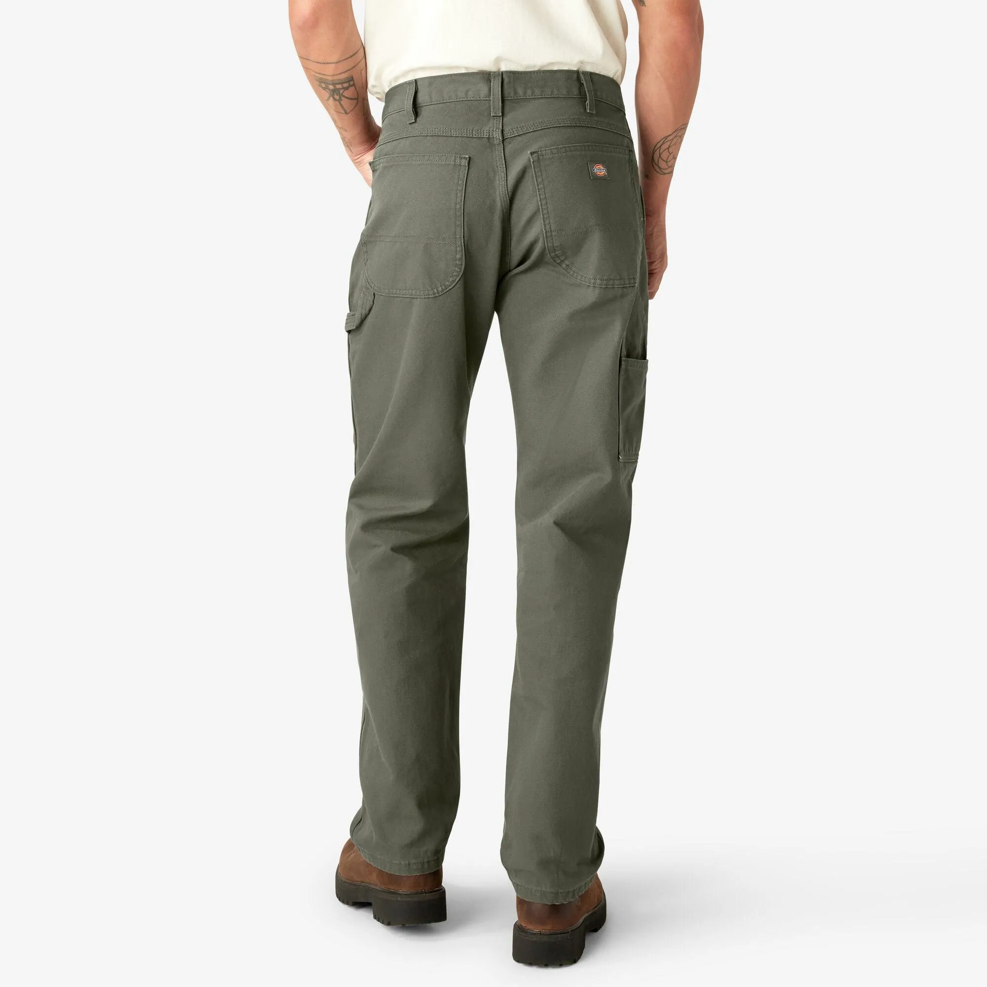 Relaxed Fit Heavyweight Duck Carpenter Pants, Rinsed Moss Green