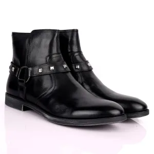 Renato Dulbecc High Ankle Shoe With Belt and Silver Design Formal Shoe