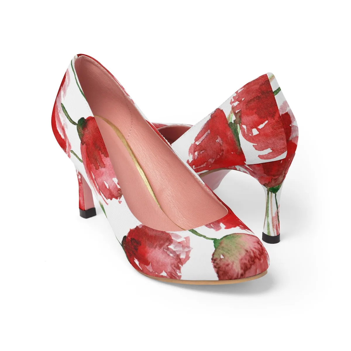 Robust Red Poppy Flower Bridal Women's Designer 3" High Heels (US Size: 5-11)