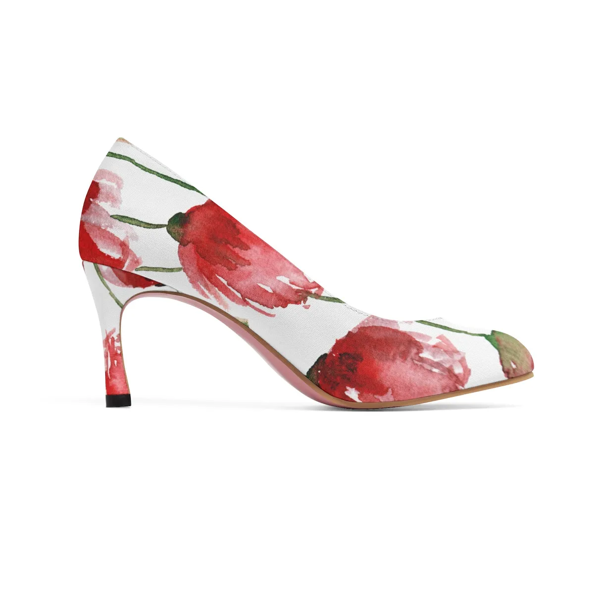 Robust Red Poppy Flower Bridal Women's Designer 3" High Heels (US Size: 5-11)