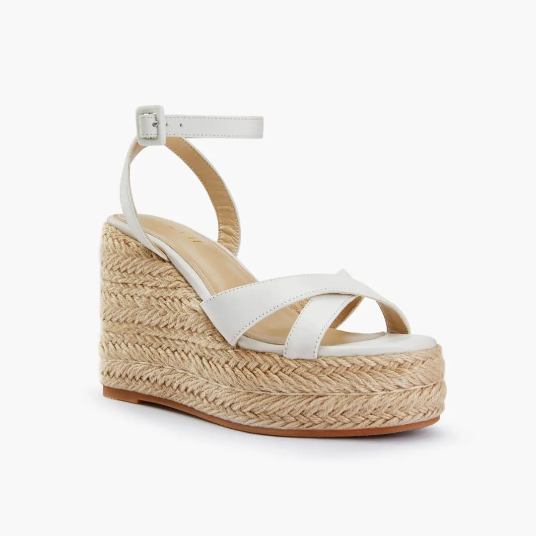 *SANLY - white x-strap espadrille