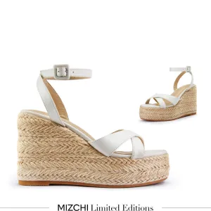 *SANLY - white x-strap espadrille