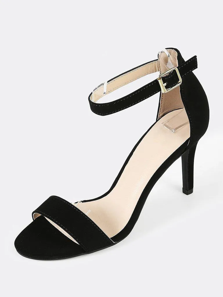 Single Band Open Toe Stiletto Heel BLACK