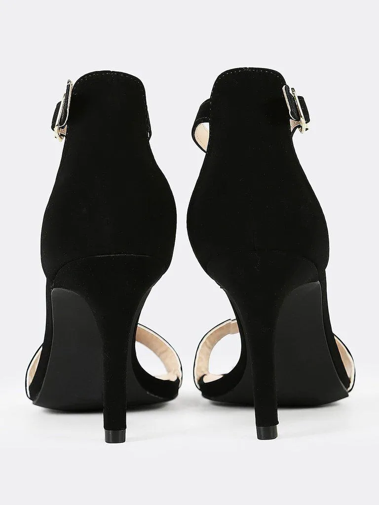 Single Band Open Toe Stiletto Heel BLACK