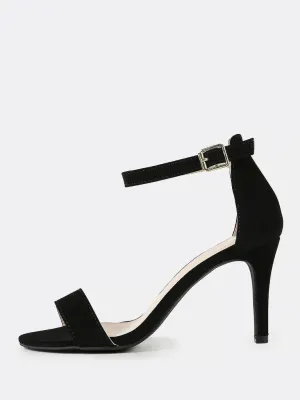 Single Band Open Toe Stiletto Heel BLACK