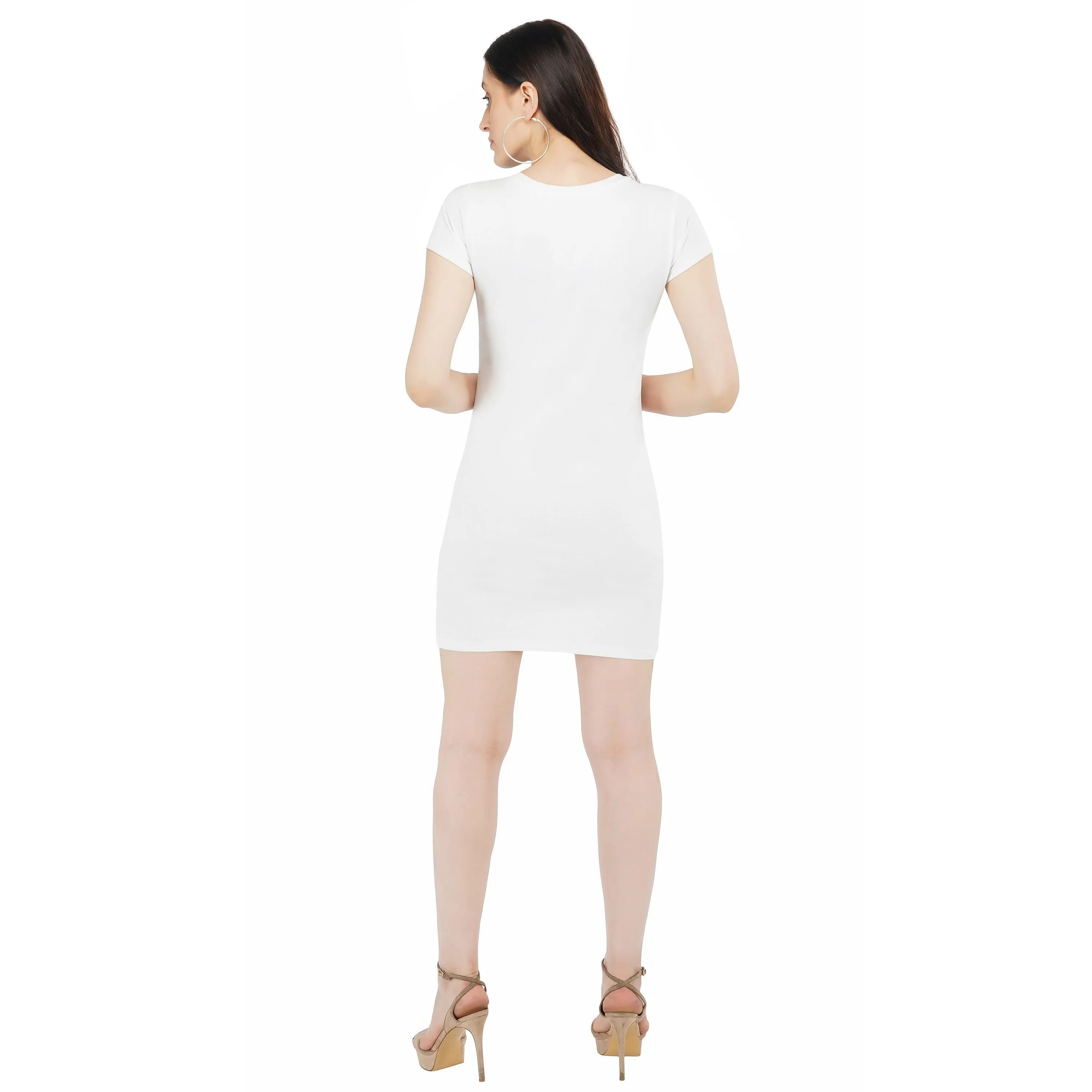 SLAY. Women's White Printed T-shirt Dress