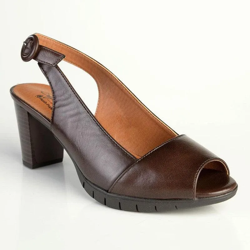 Soft Style By Hush Puppies Sidonia Peep Toe Slingback - Chocolate