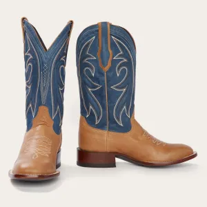 Stetson Men's Tan & Blue Casper Square Toe Cowboy Boots 0102