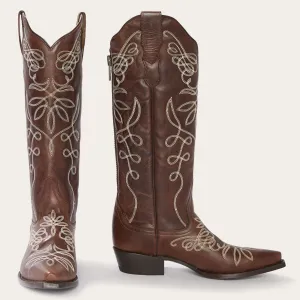 Stetson Women's Adeline Burnished Brown Back Zip Snip Toe Boots 0950