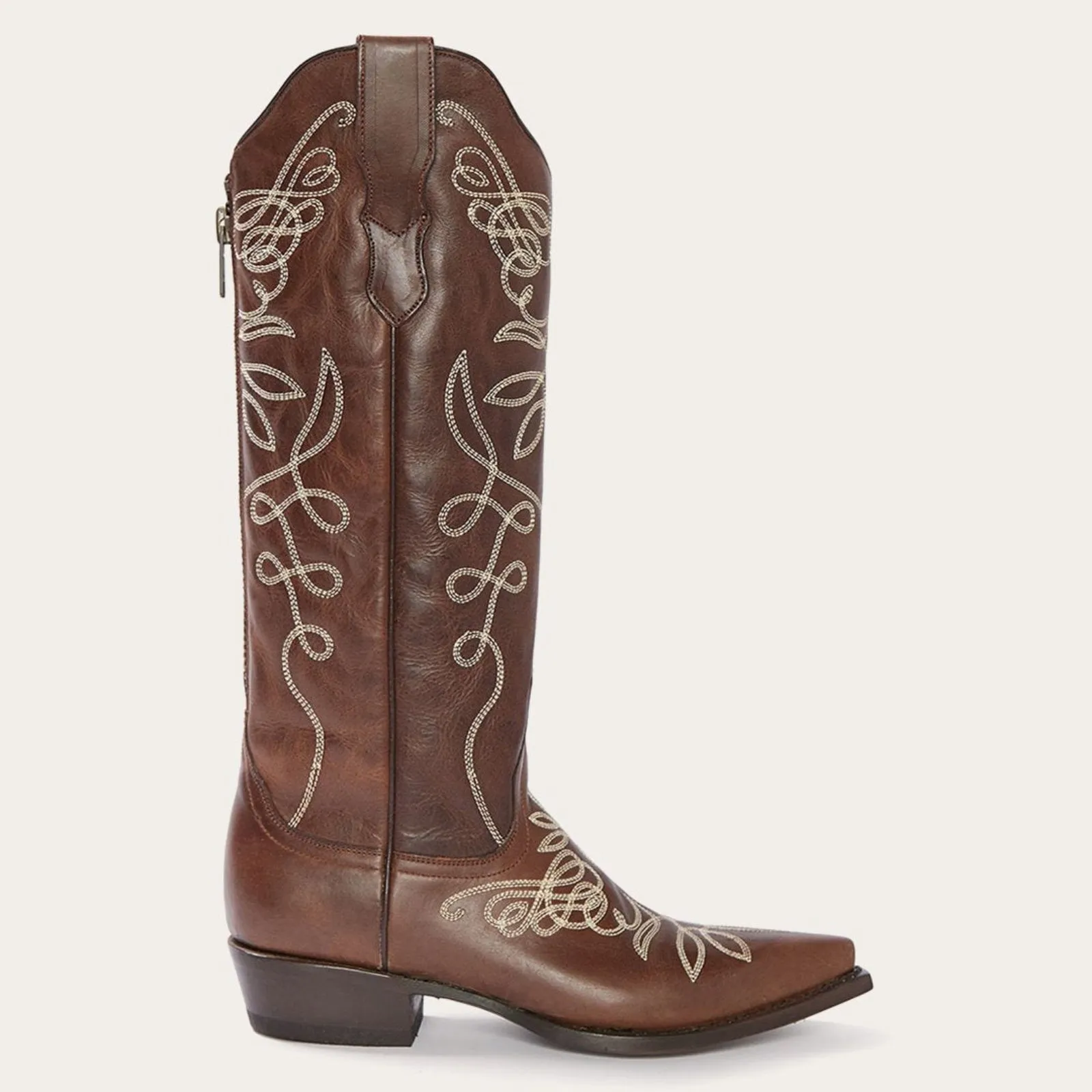 Stetson Women's Adeline Burnished Brown Back Zip Snip Toe Boots 0950