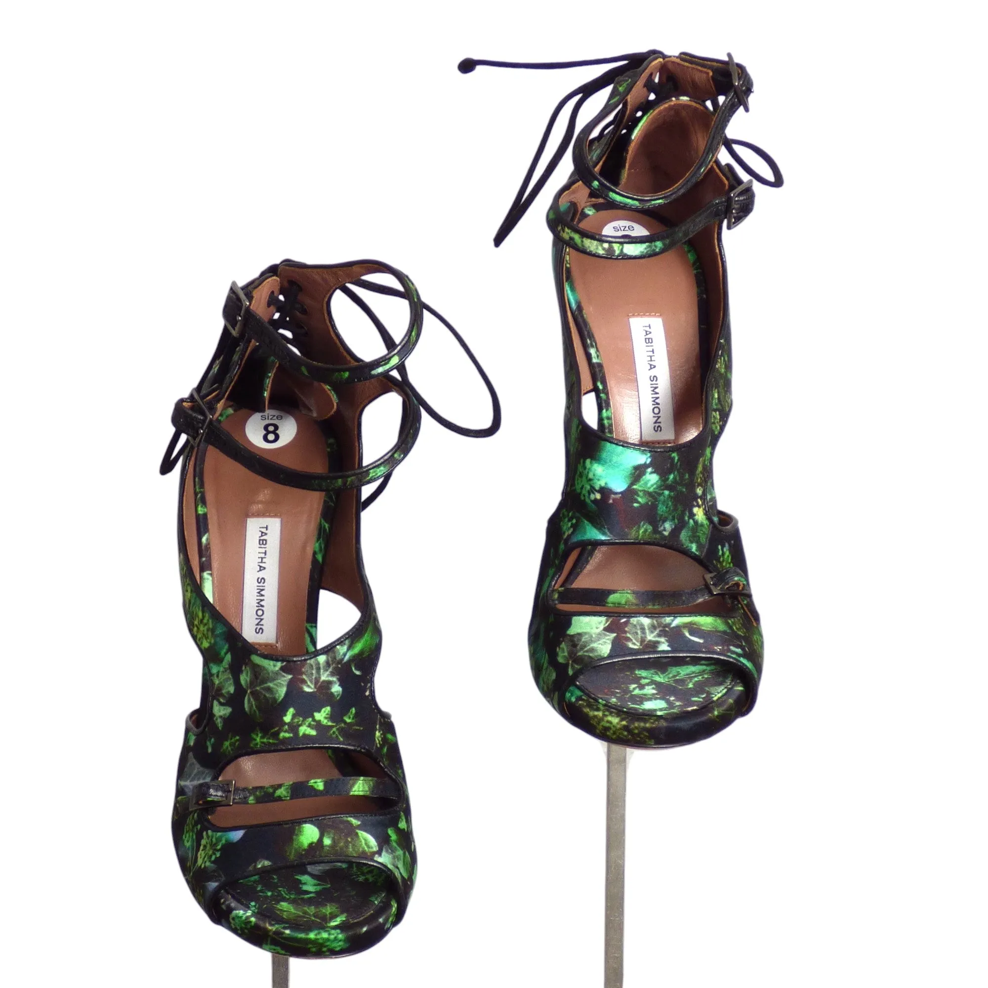 TABITHA SIMMONS- Satin Print Strappy Sandals, Size 38.5