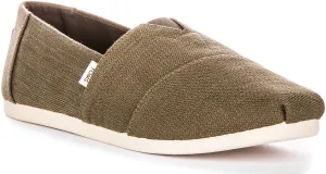 Toms Alpargata In Olive Green For Men