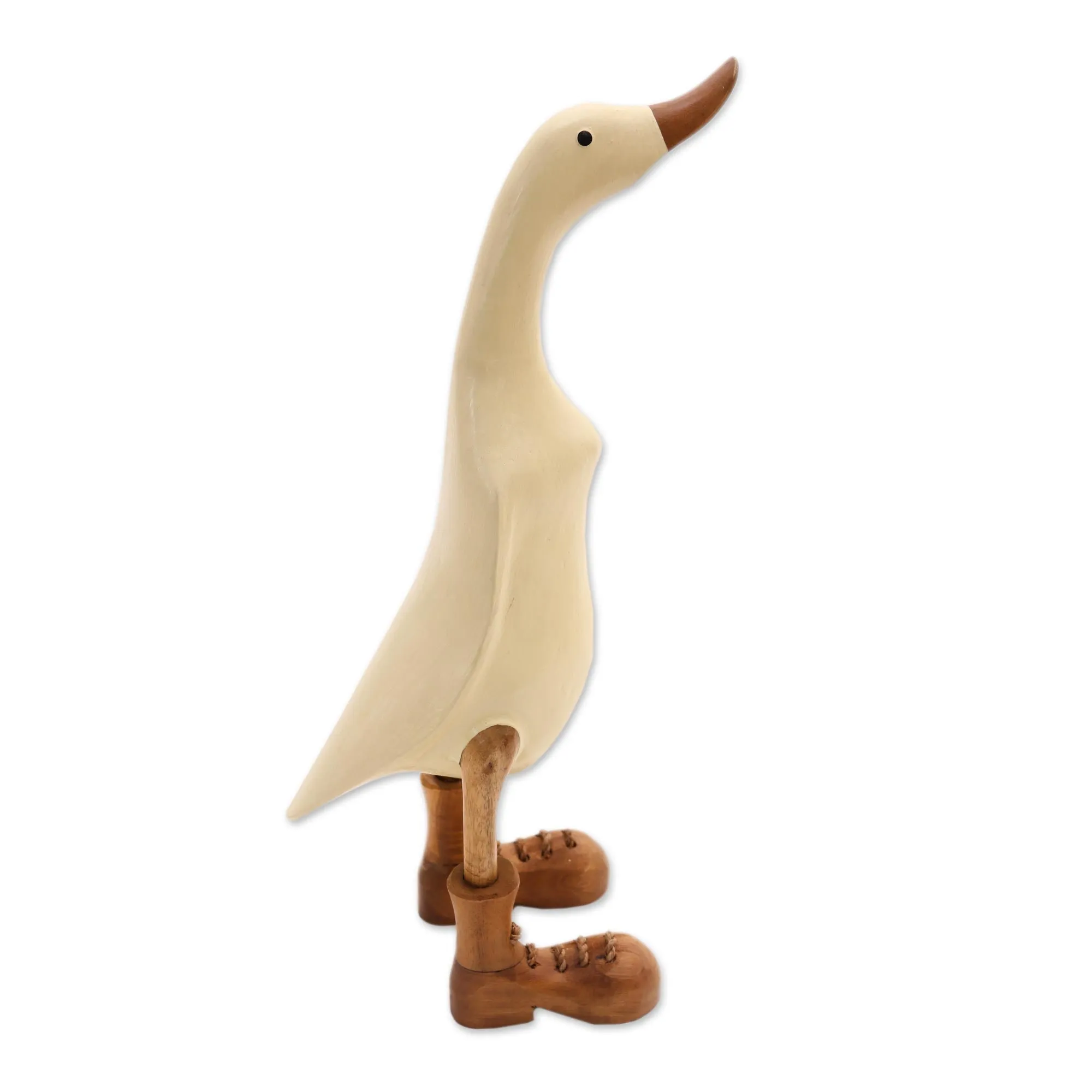 Vanilla Duck Acacia Wood and Bamboo Root Duck Sculpture in Vanilla