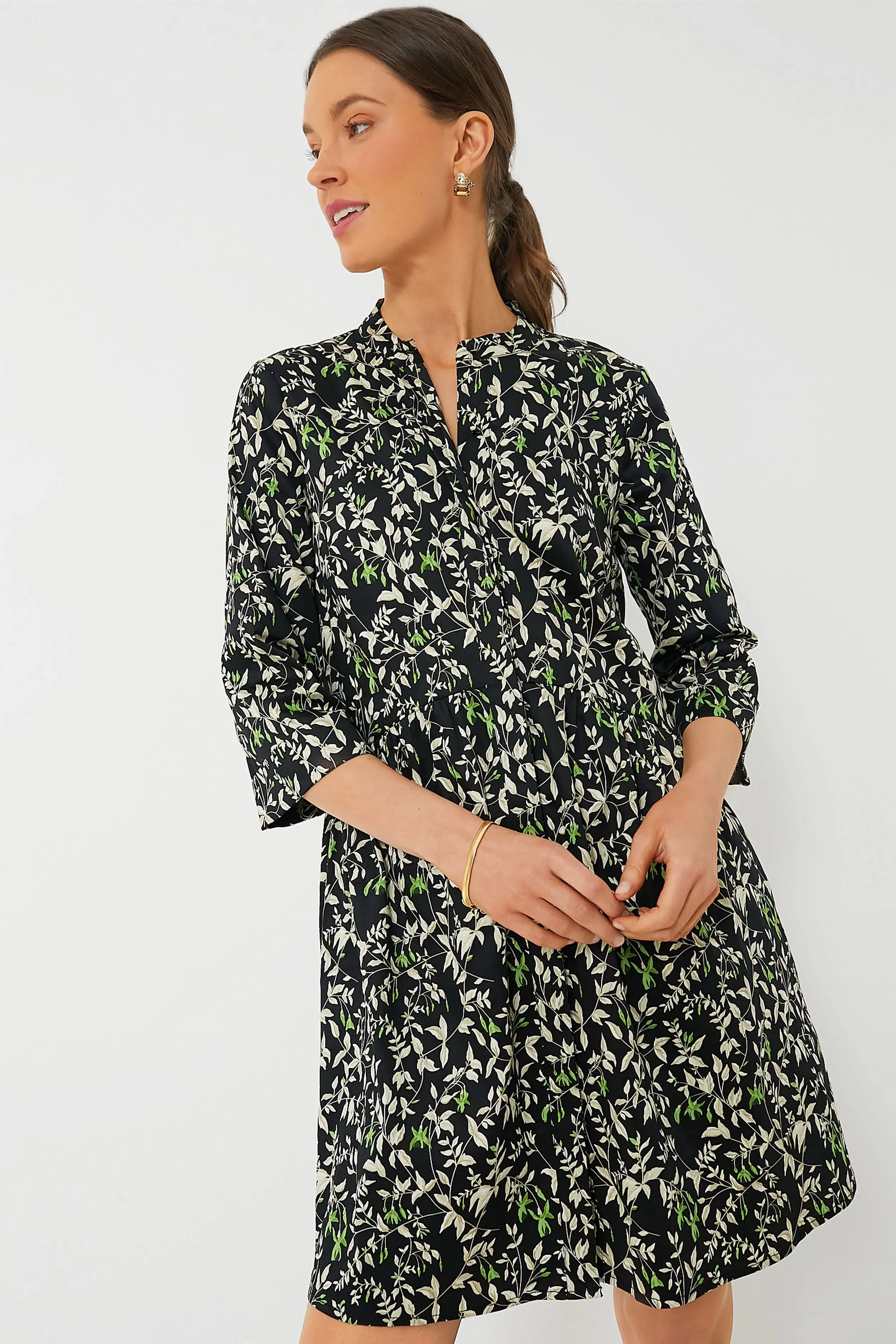 Verdant Iris Royal Shirt Dress