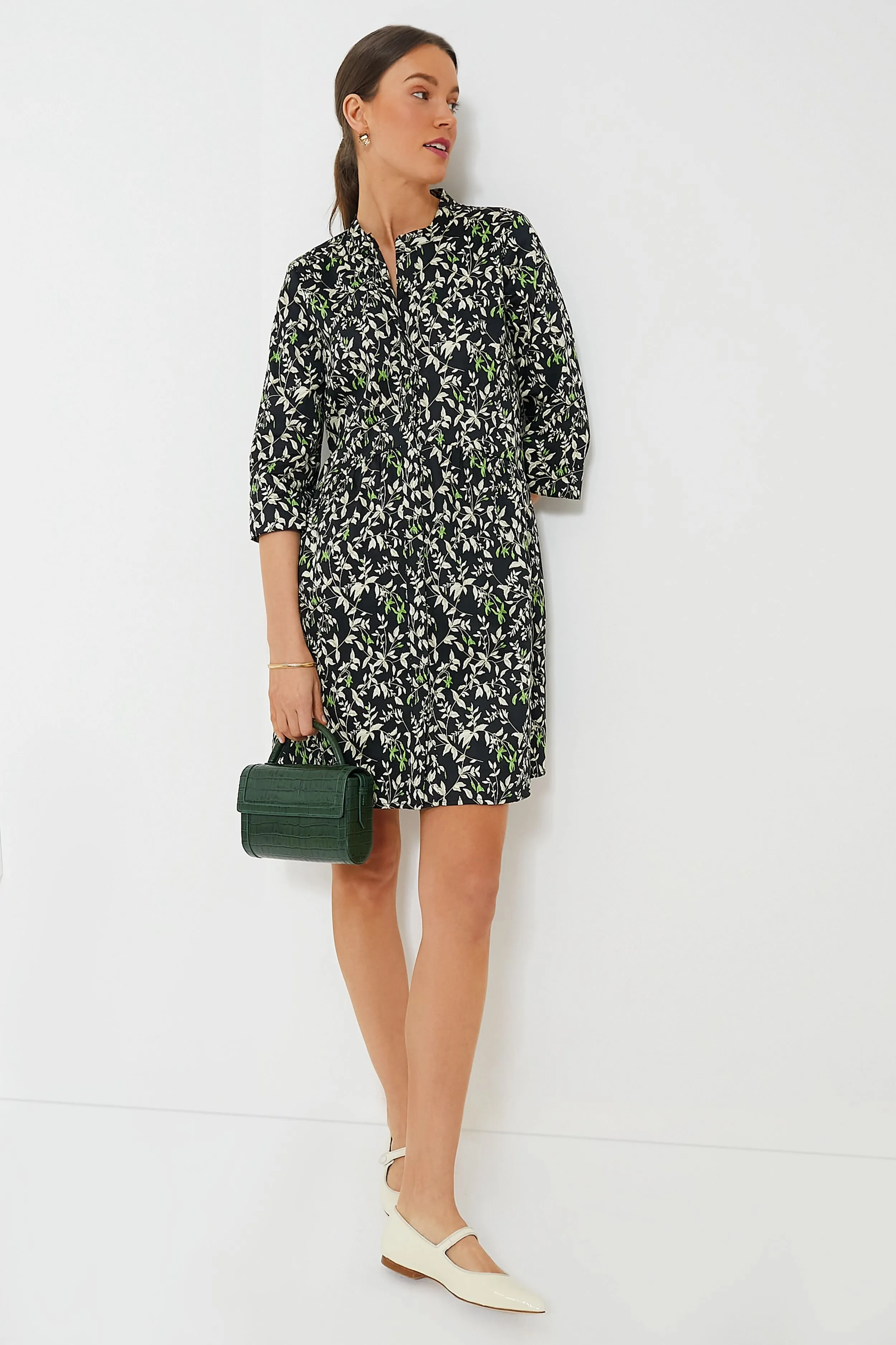 Verdant Iris Royal Shirt Dress