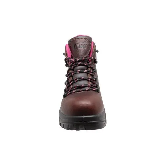 Women 6'' Waterproof Soft Toe Work Boot Brown Leather Boots