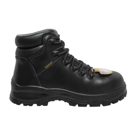 Women's 6" Black Waterproof Cap Toe Work Boot  Leather Boots