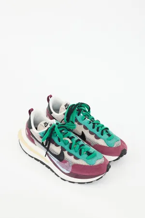 X Nike Burgundy & Multicolour Vaporwaffle Mesh Sneaker