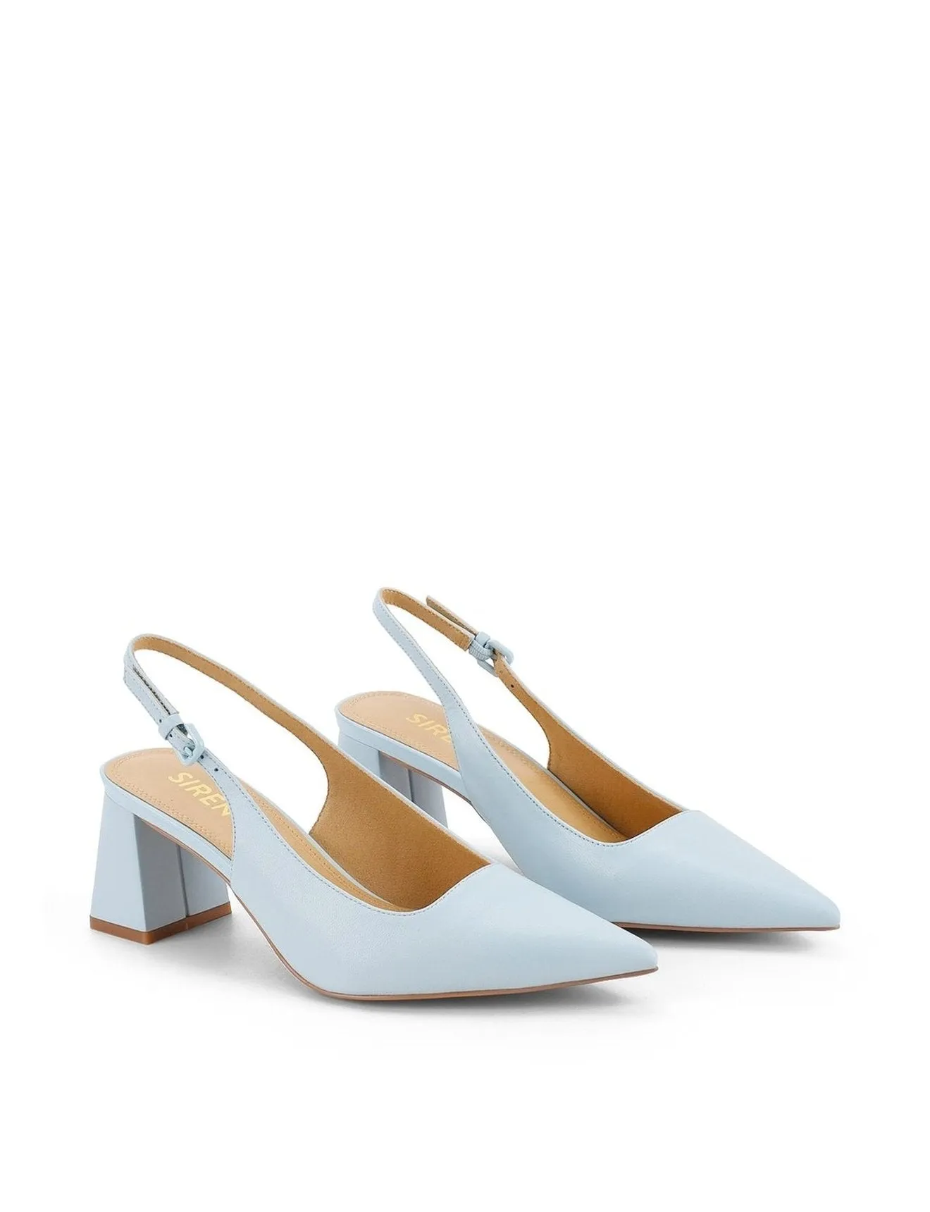 Yarra Pointed Toe Slingbacks - Pale Blue Leather