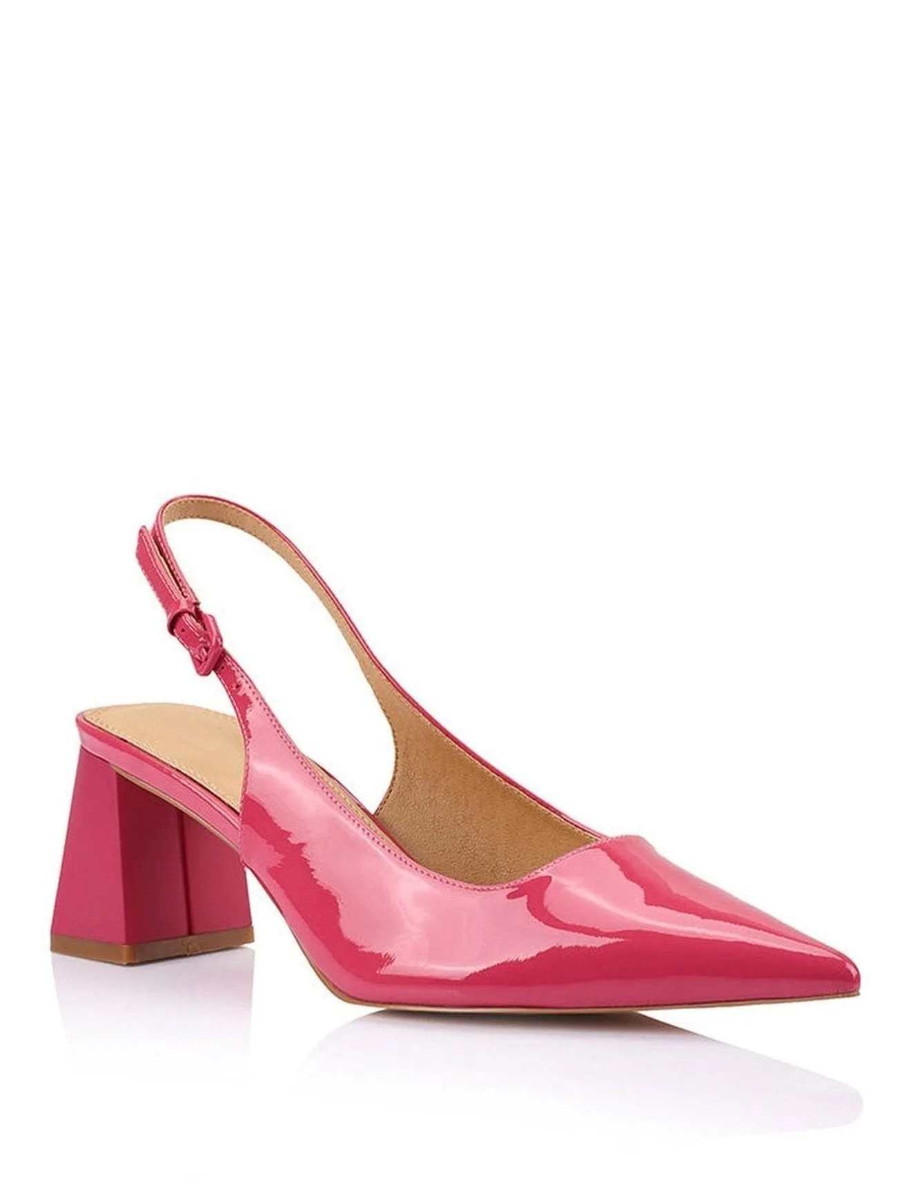 Yarra Pointed Toe Slingbacks - Raspberry Patent Leather